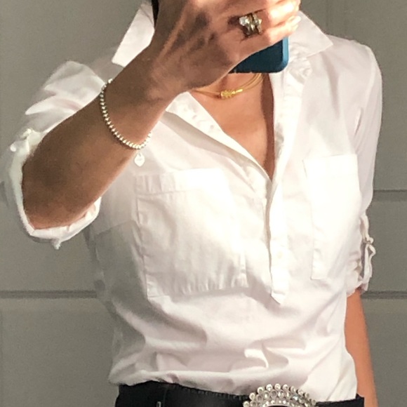 Zara Tops - Zara Cropped White pull on Shirt